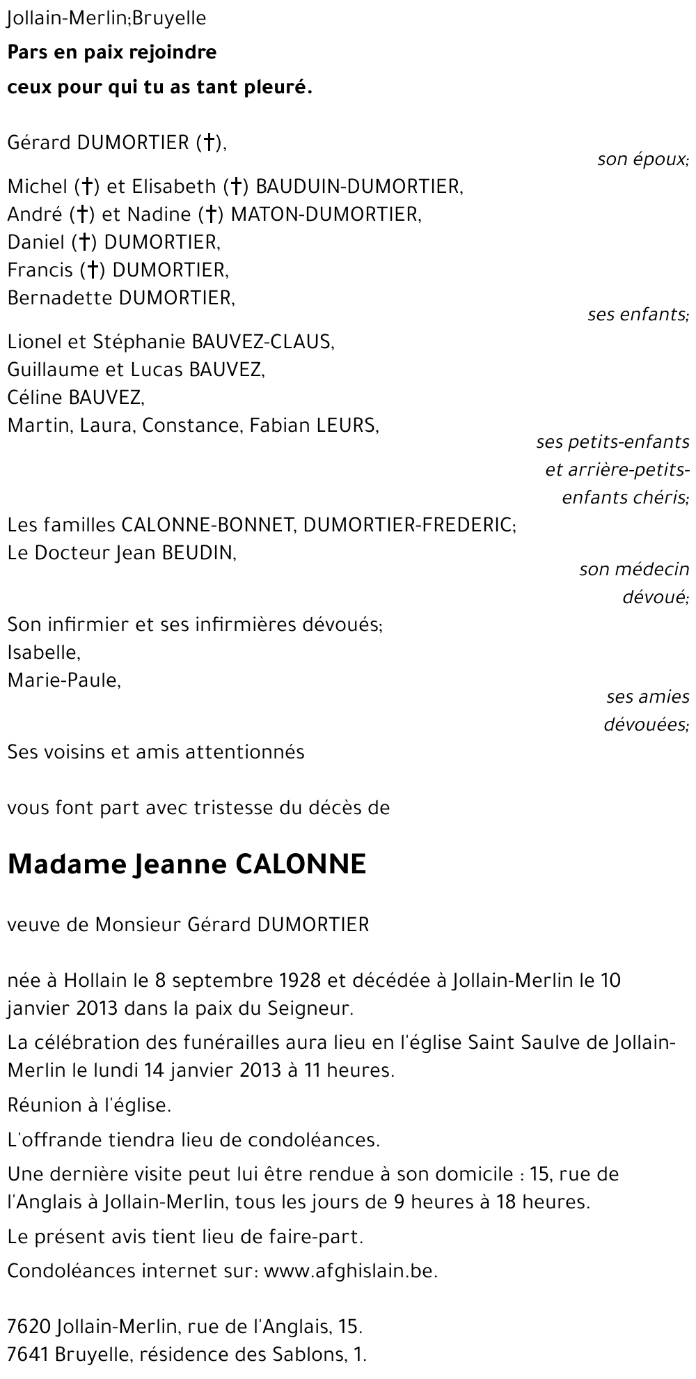 Jeanne CALONNE