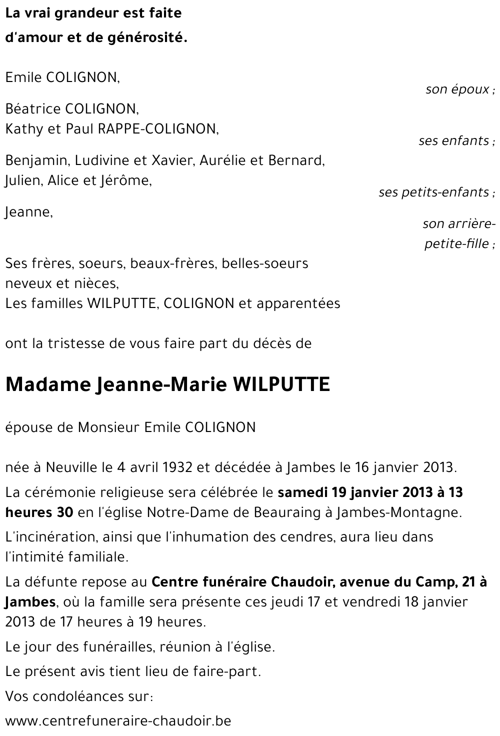 Jeanne-Marie WILPUTTE