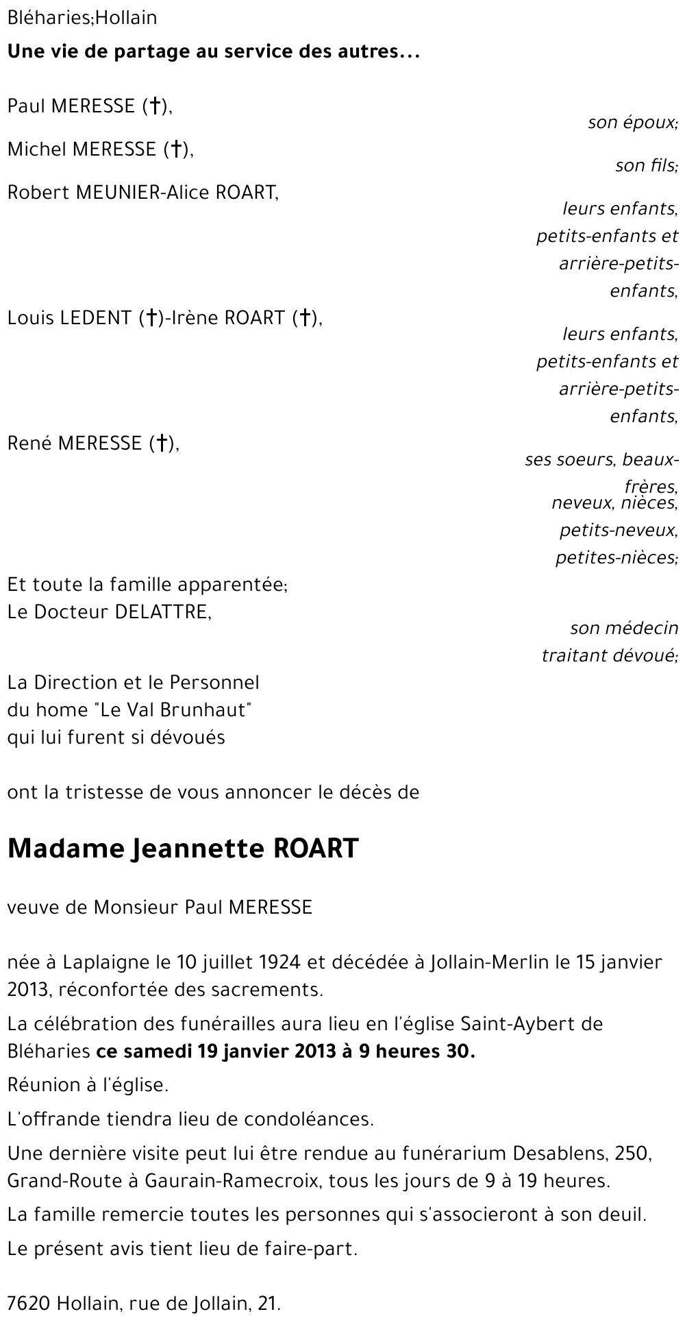 Jeannette ROART