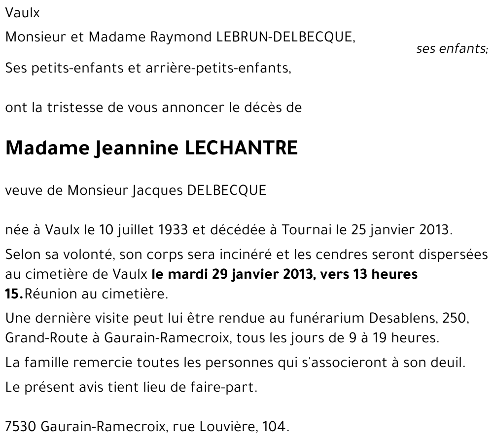 Jeannine LECHANTRE