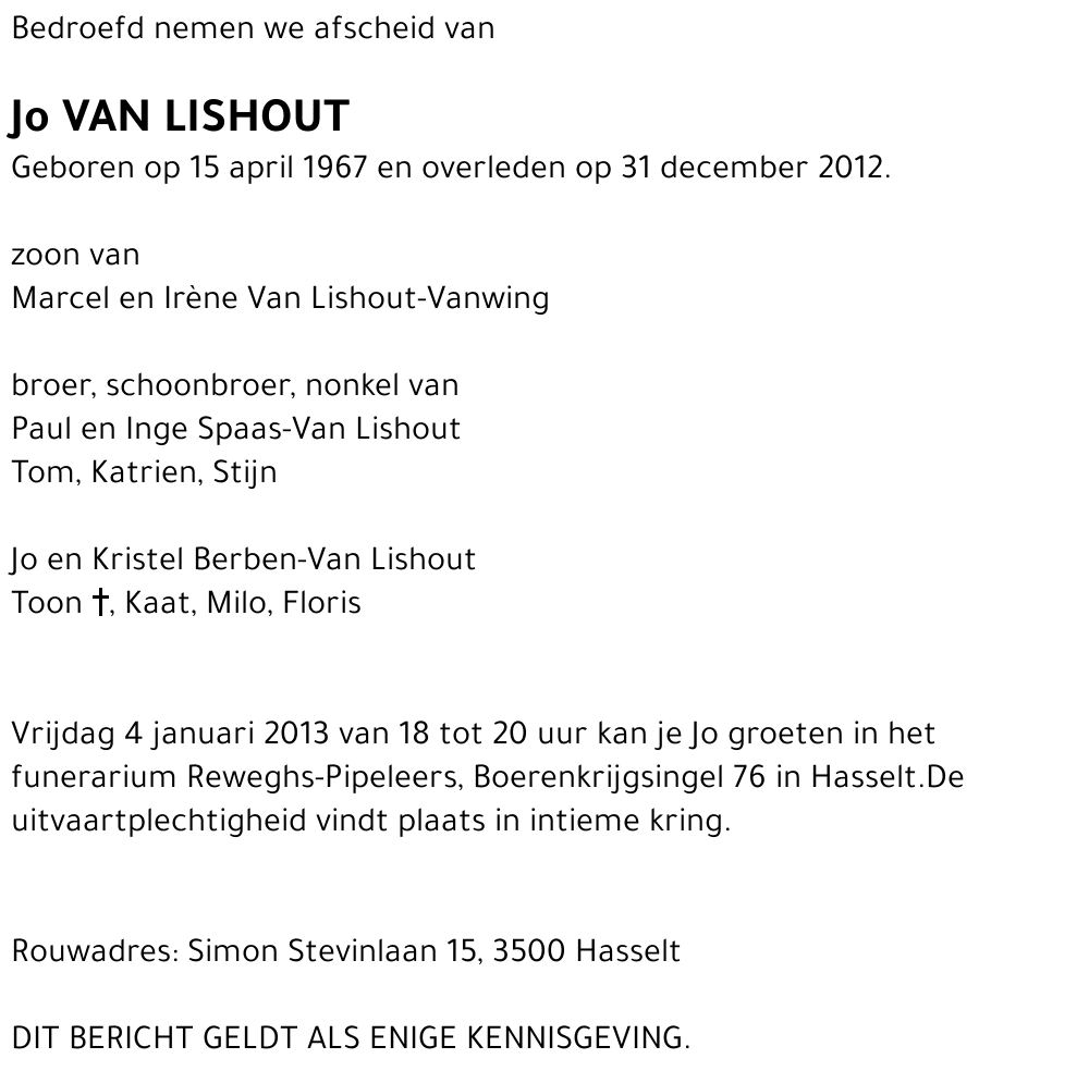 Jo Van Lishout