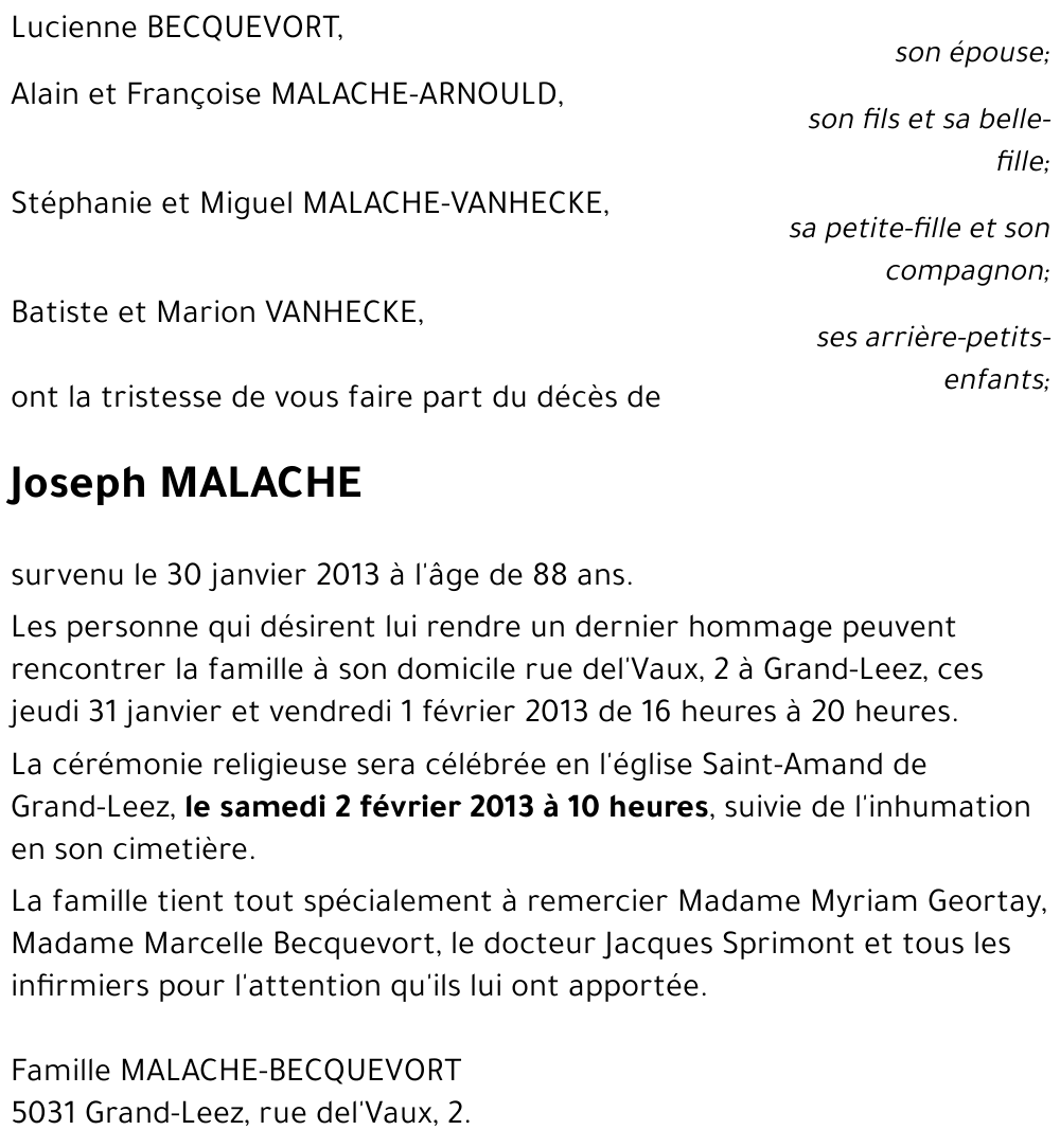 Joseph MALACHE