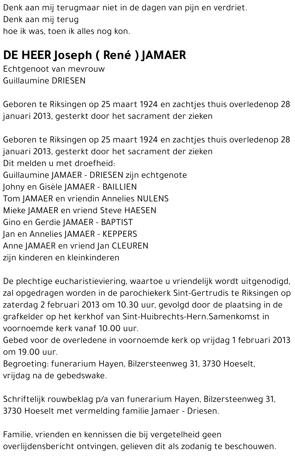 Joseph  ( René ) JAMAER