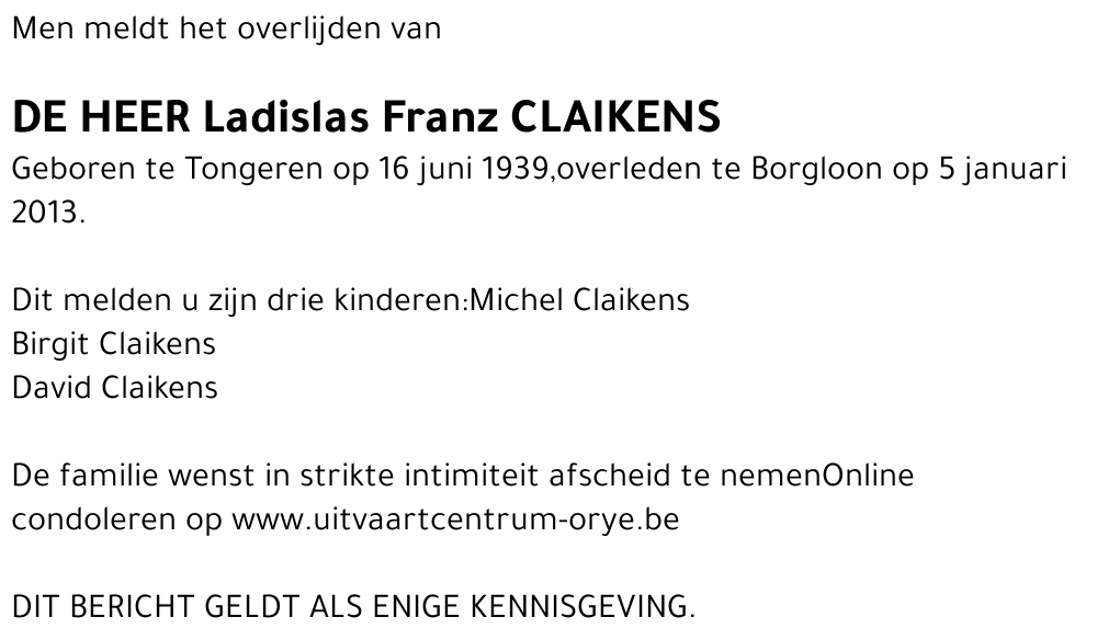 Ladislas Franz Claikens