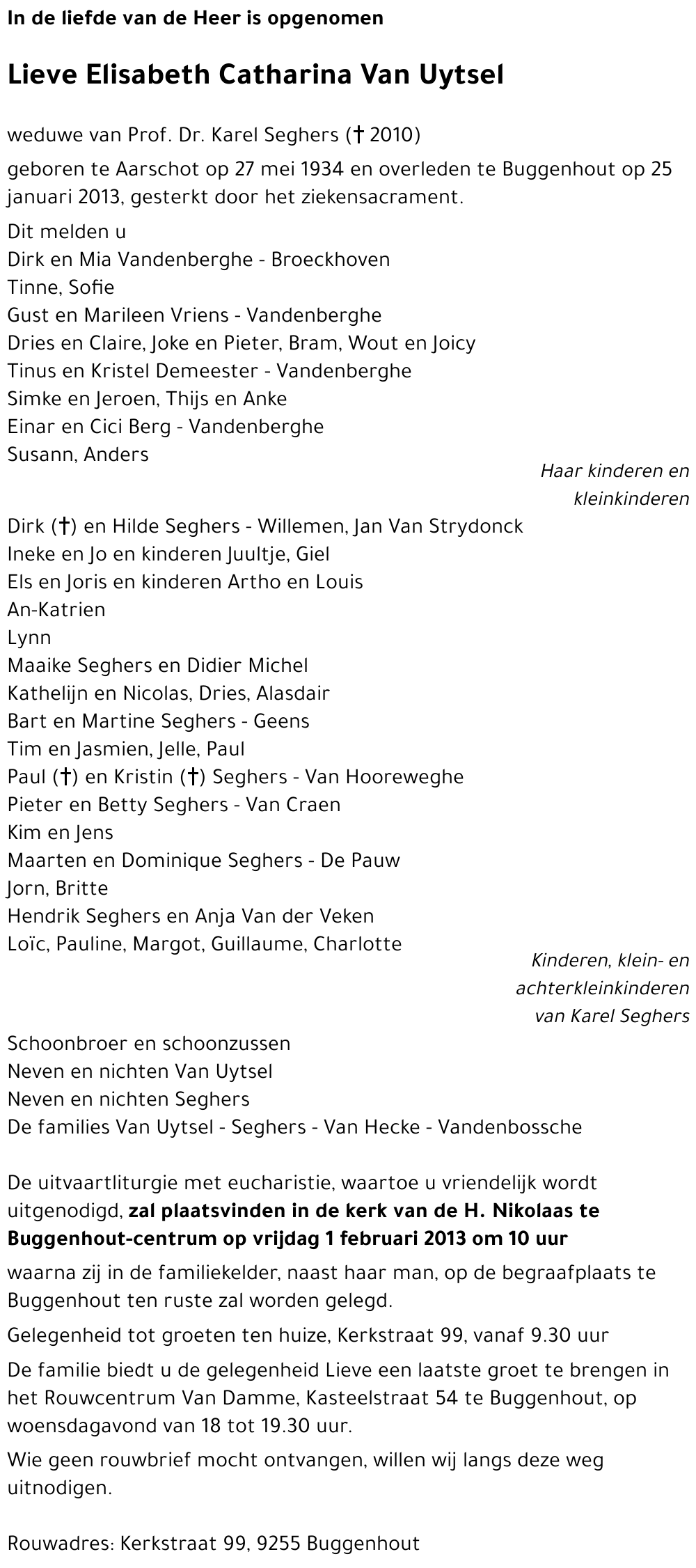 Lieve Elisabeth Catharina VAN UYTSEL