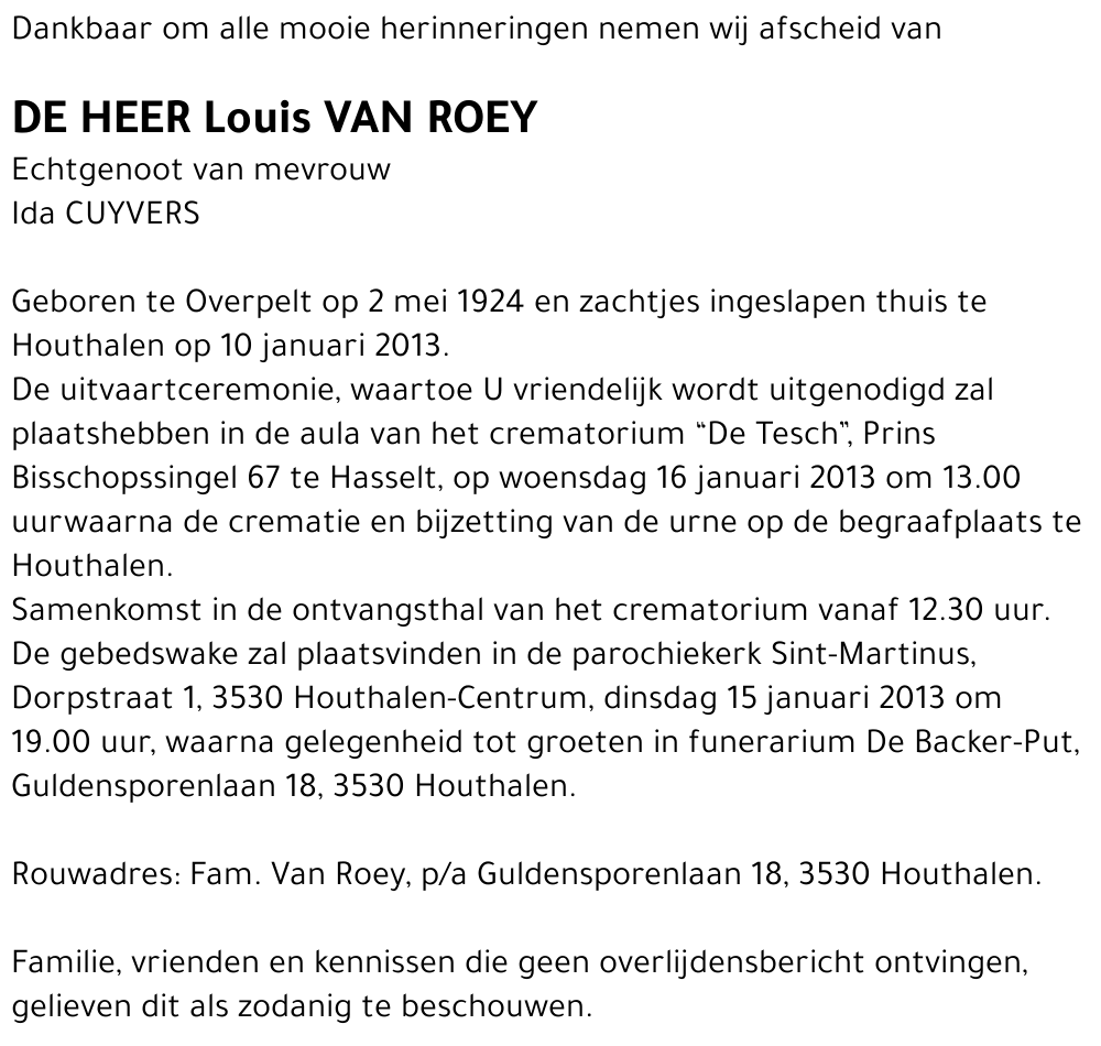 Louis VAN ROEY