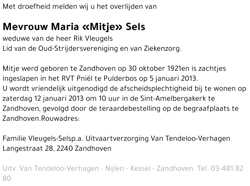 Maria «Mitje» Sels