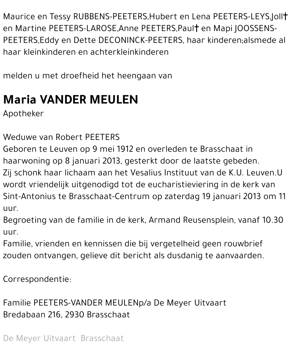 Maria Vander Meulen