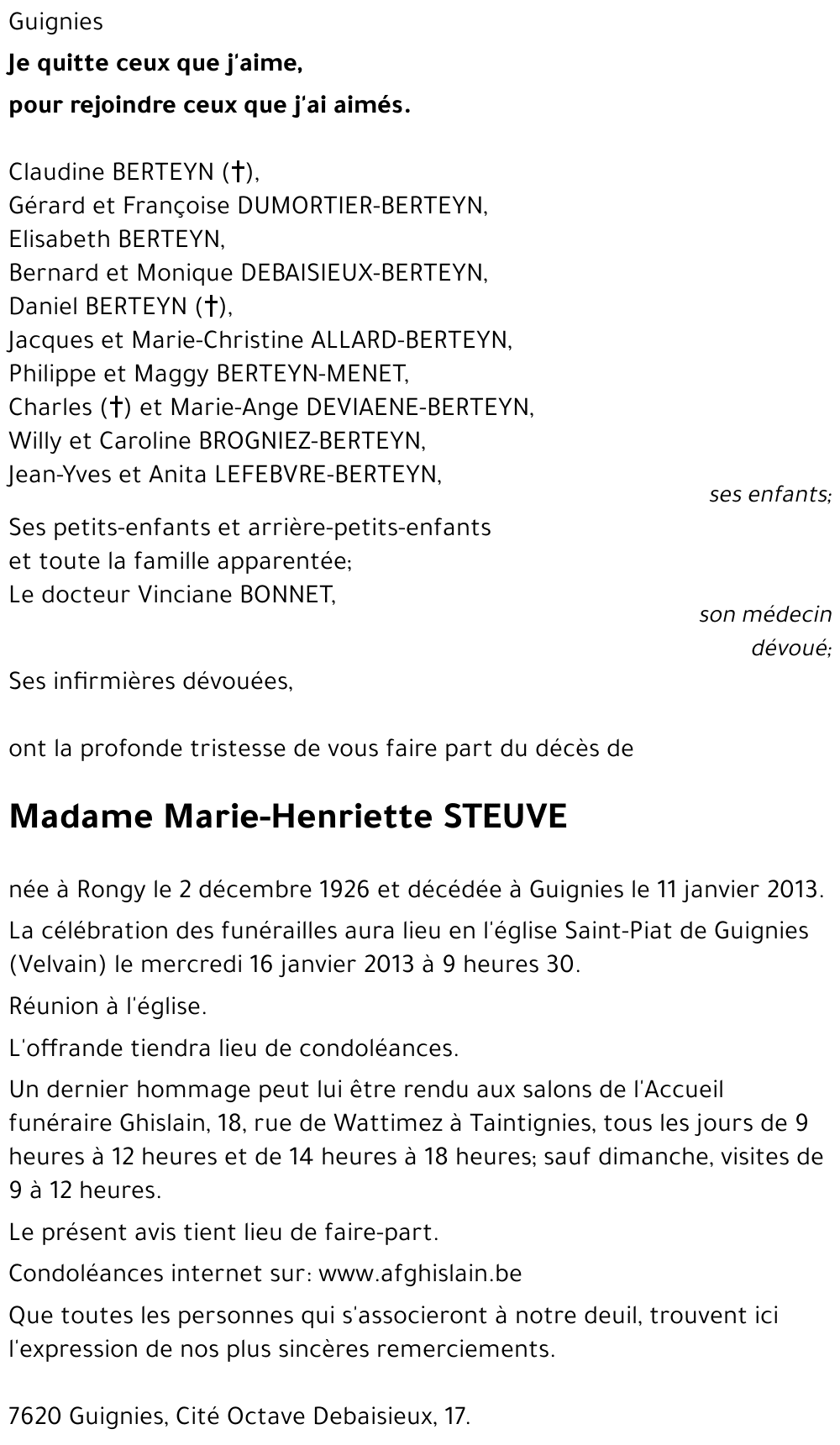 Marie-Henriette STEUVE