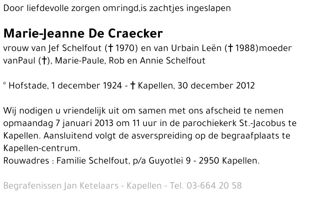 Marie-Jeanne De Craecker