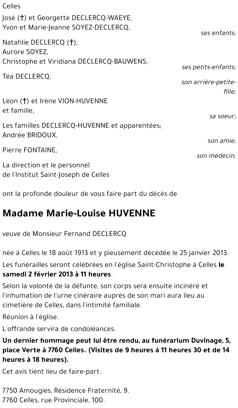 Marie-Louise HUVENNE