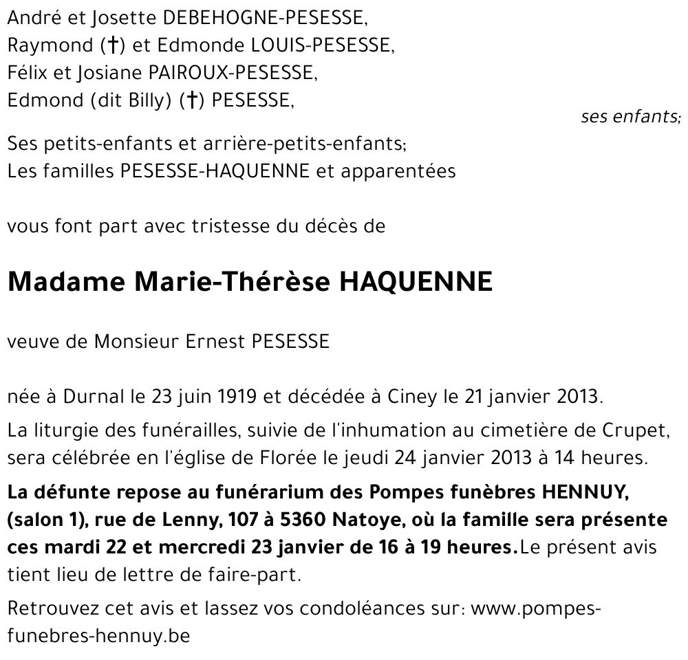 Marie-Thérèse HAQUENNE