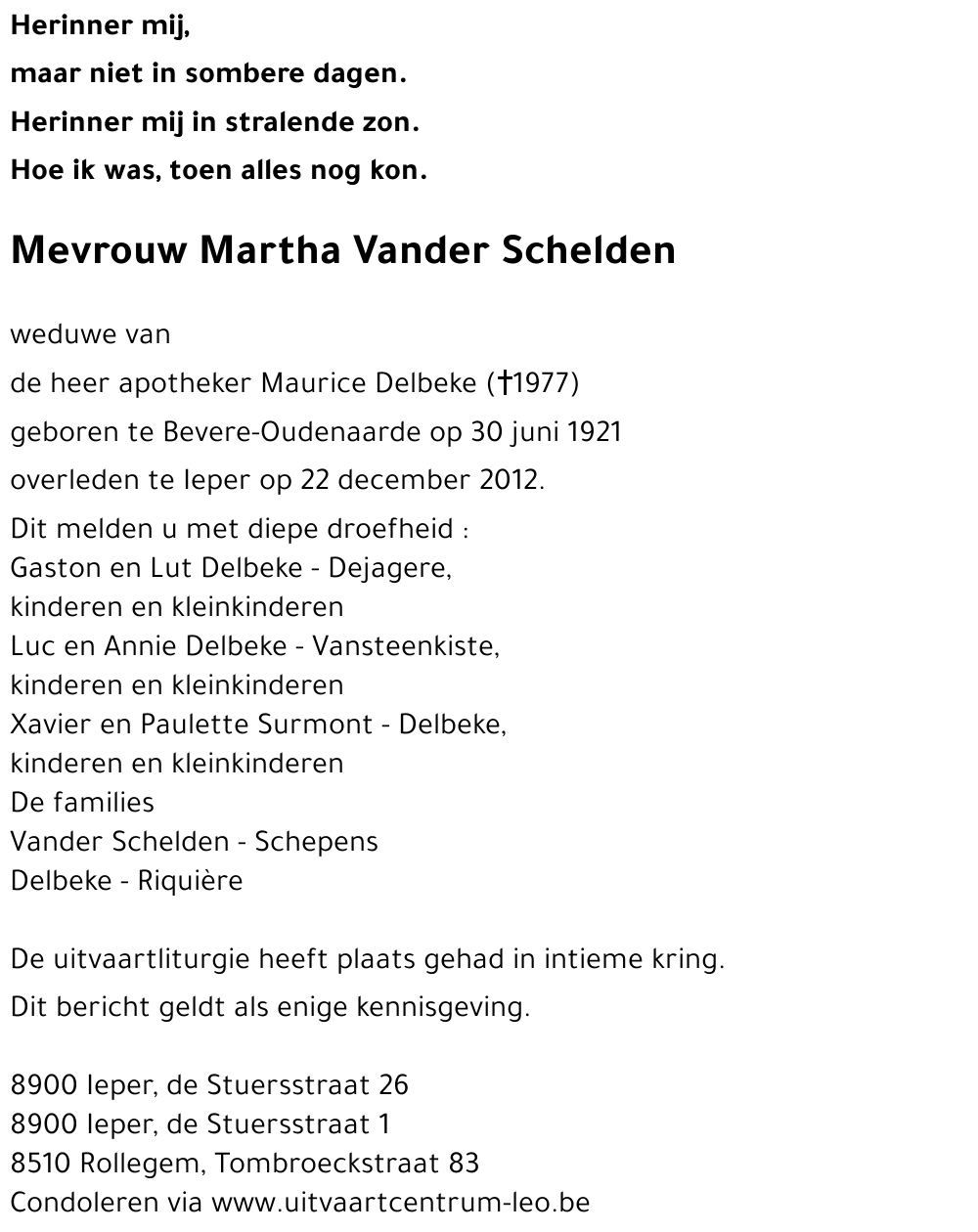 Martha Vander Schelden