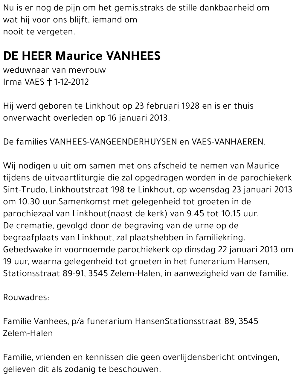 Maurice VANHEES