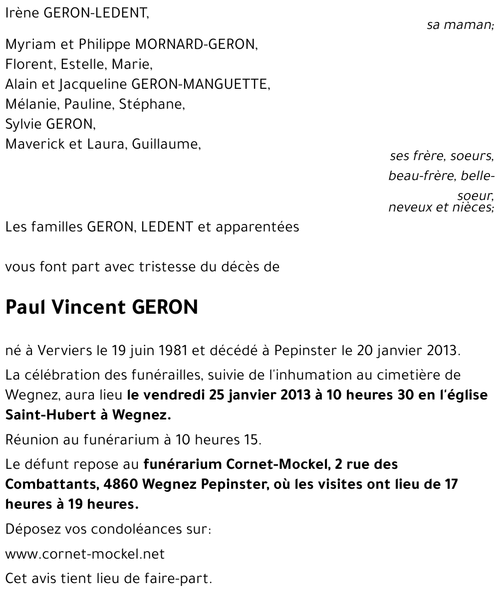 Paul Vincent GERON