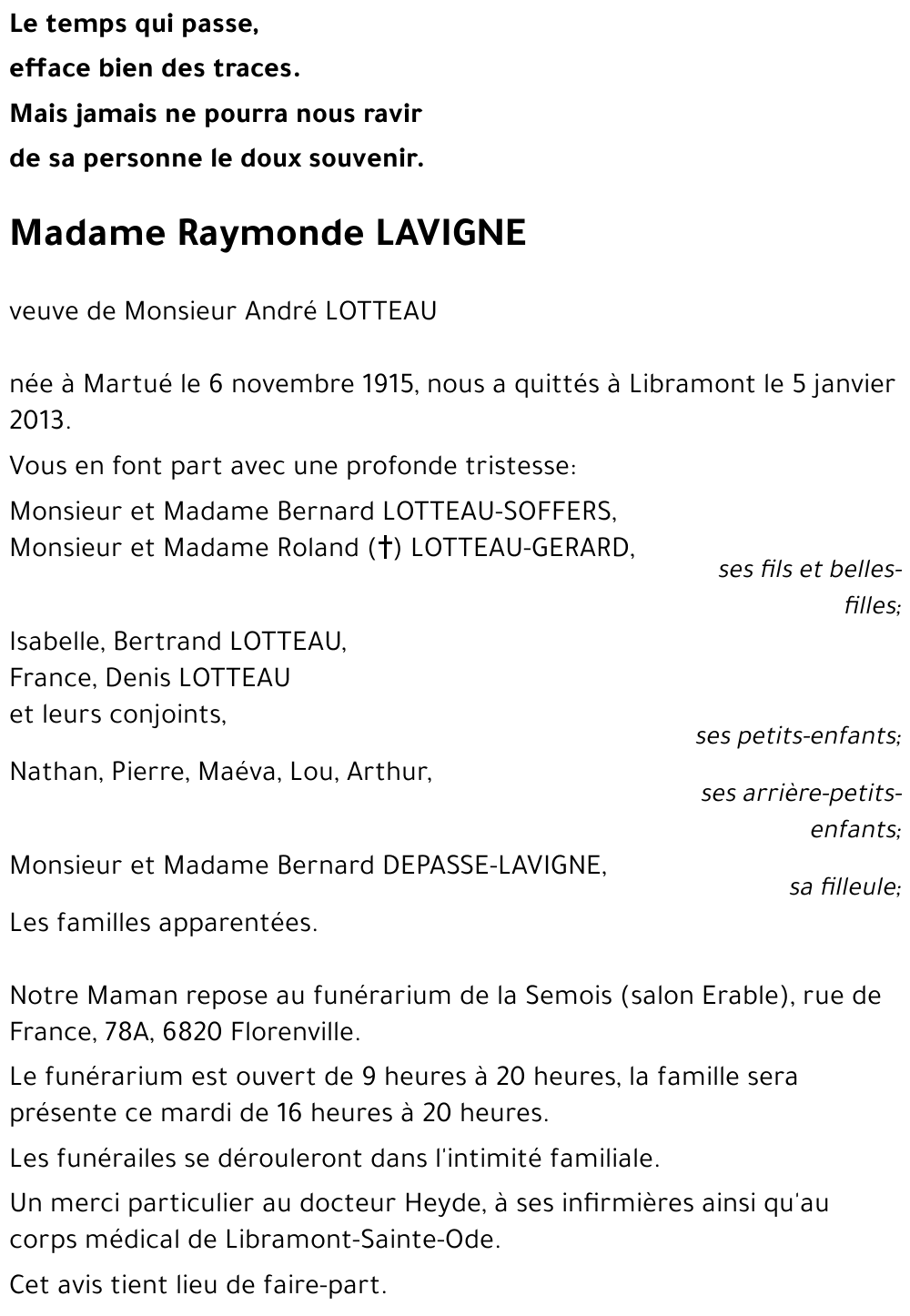 Raymonde LAVIGNE