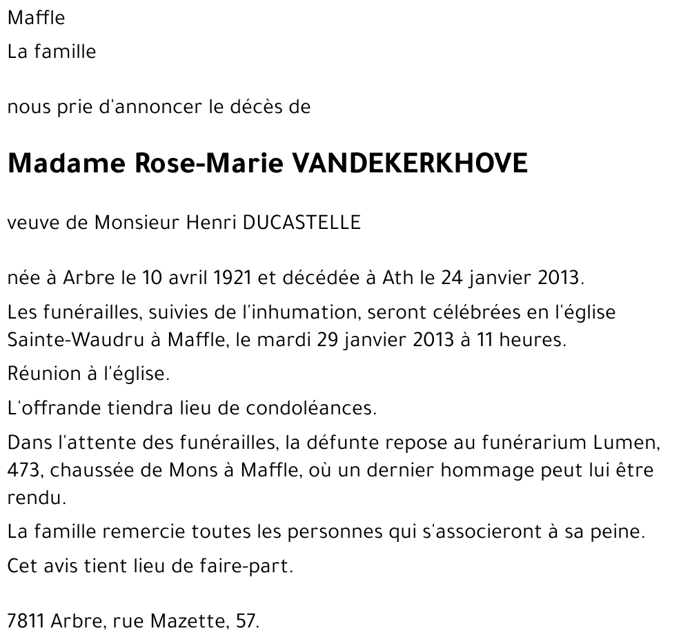 Rose-Marie VANDEKERKHOVE