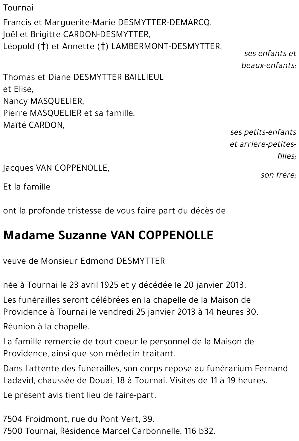 Suzanne VAN COPPENOLLE