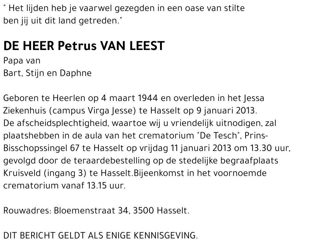 Van Leest Petrus