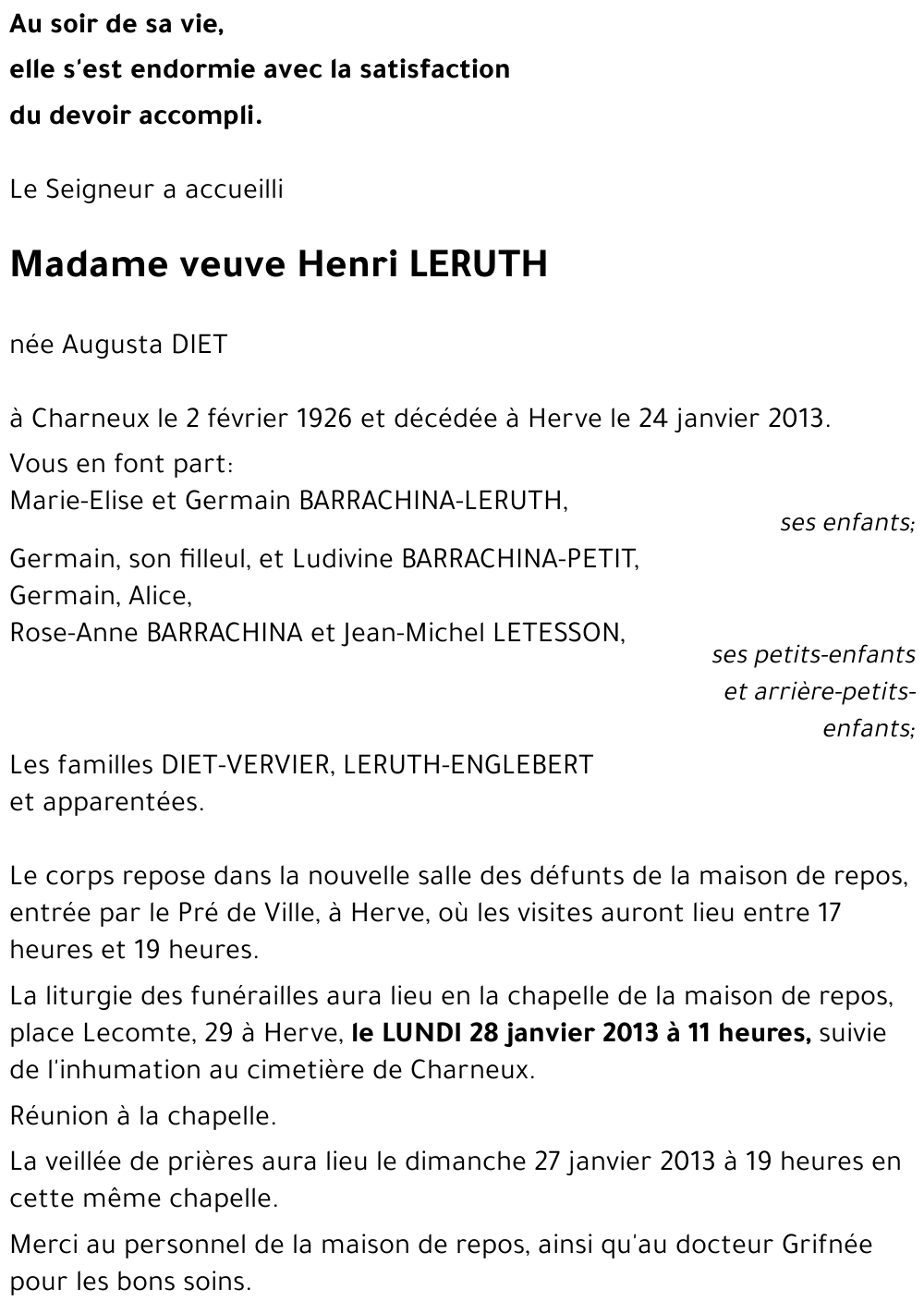 veuve Henri LERUTH