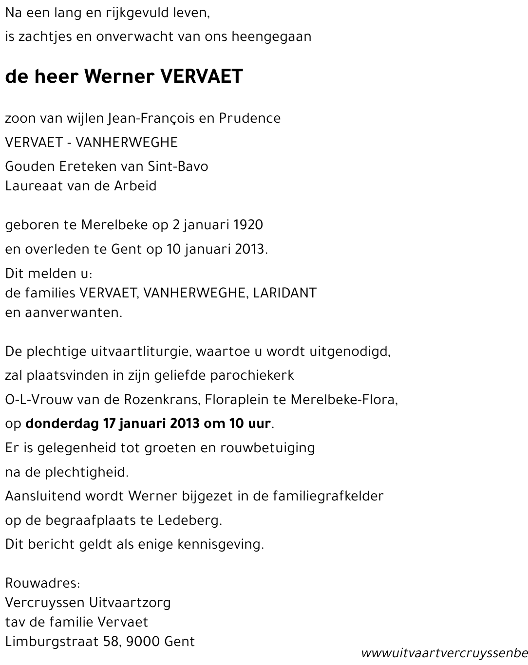 Werner VERVAET