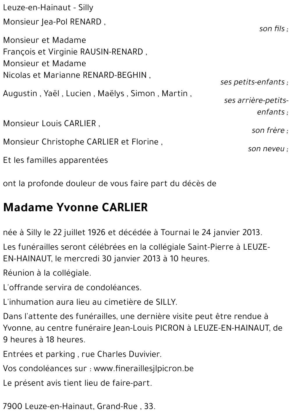 Yvonne CARLIER