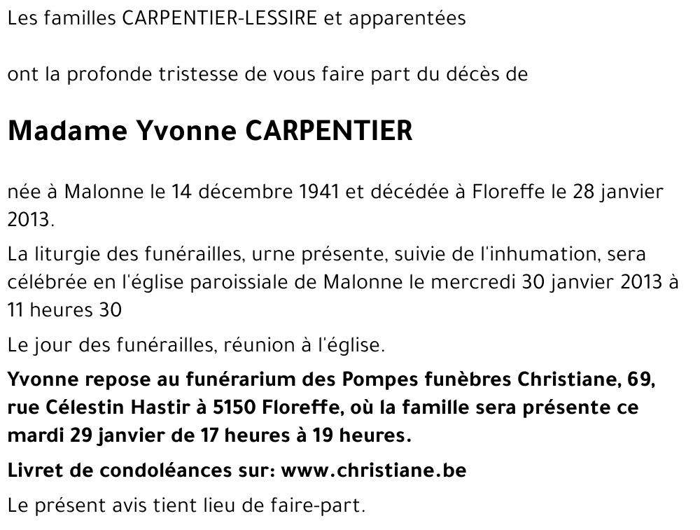 Yvonne CARPENTIER