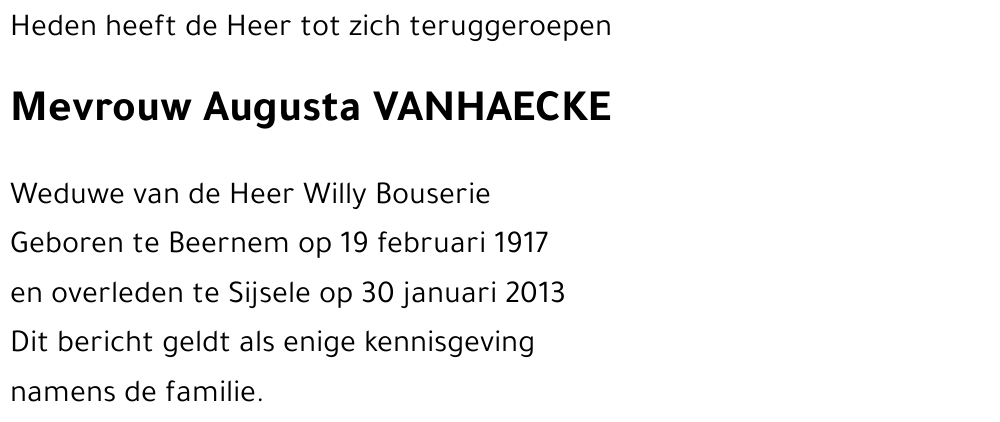 Augusta VANHAECKE