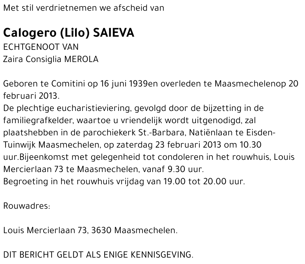 Calogero (Lilo) Saieva