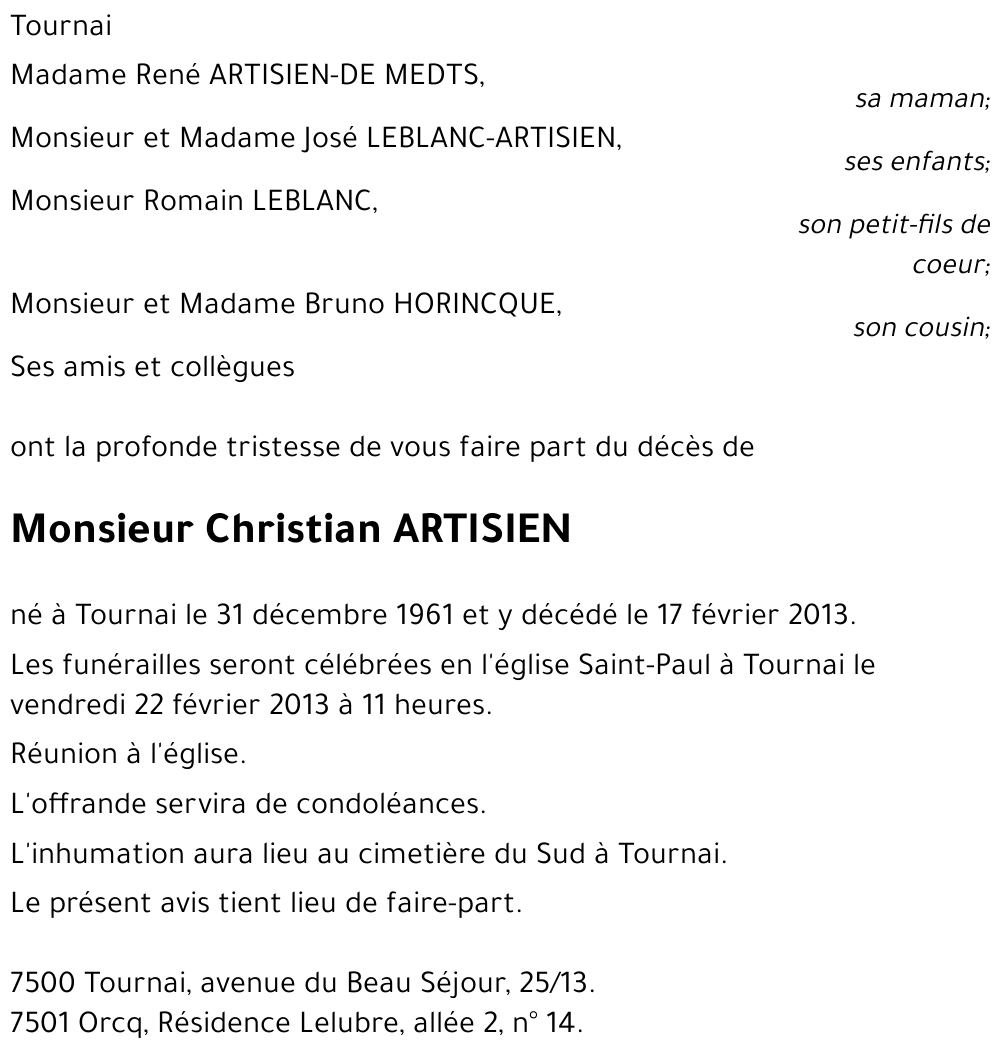 Christian ARTISIEN