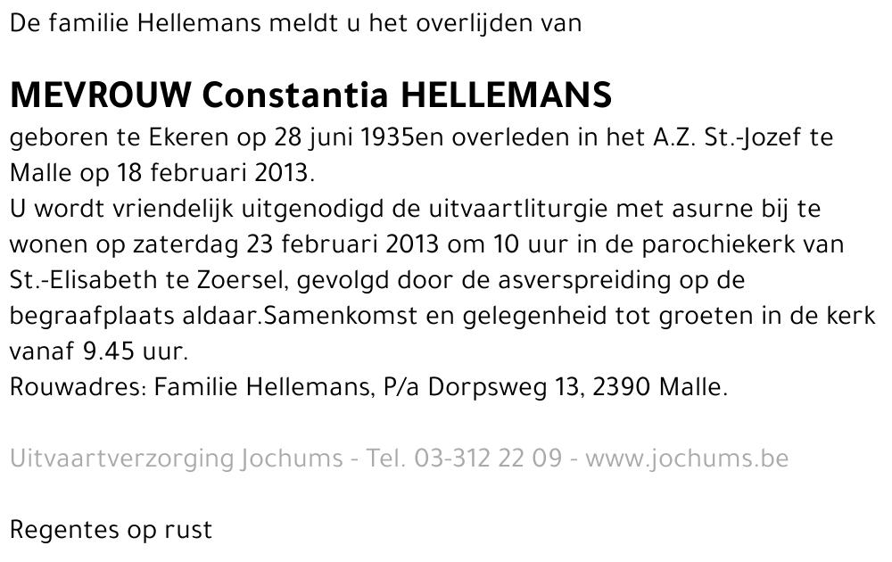 Constantia Hellemans