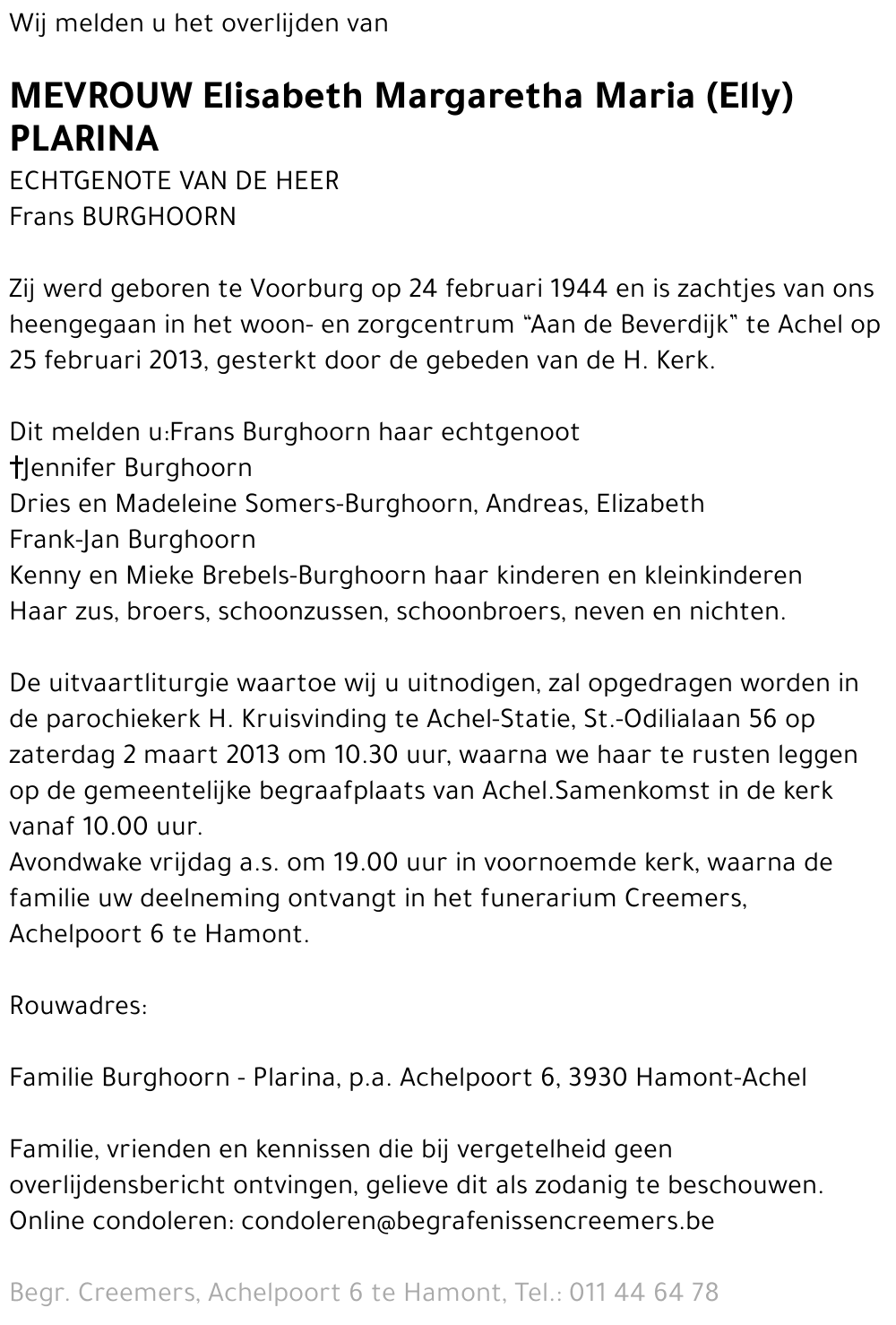 Elisabeth Margaretha Maria Plarina