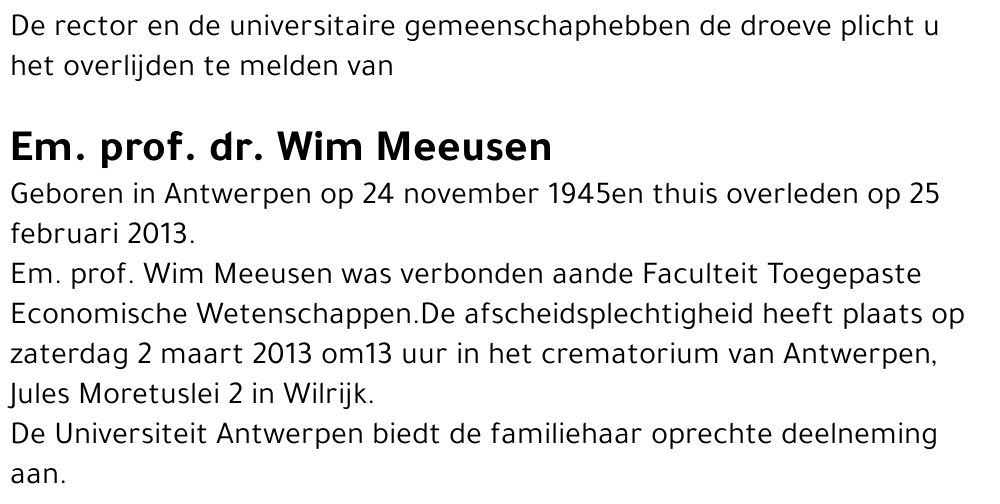 Em. prof. dr. Wim Meeusen
