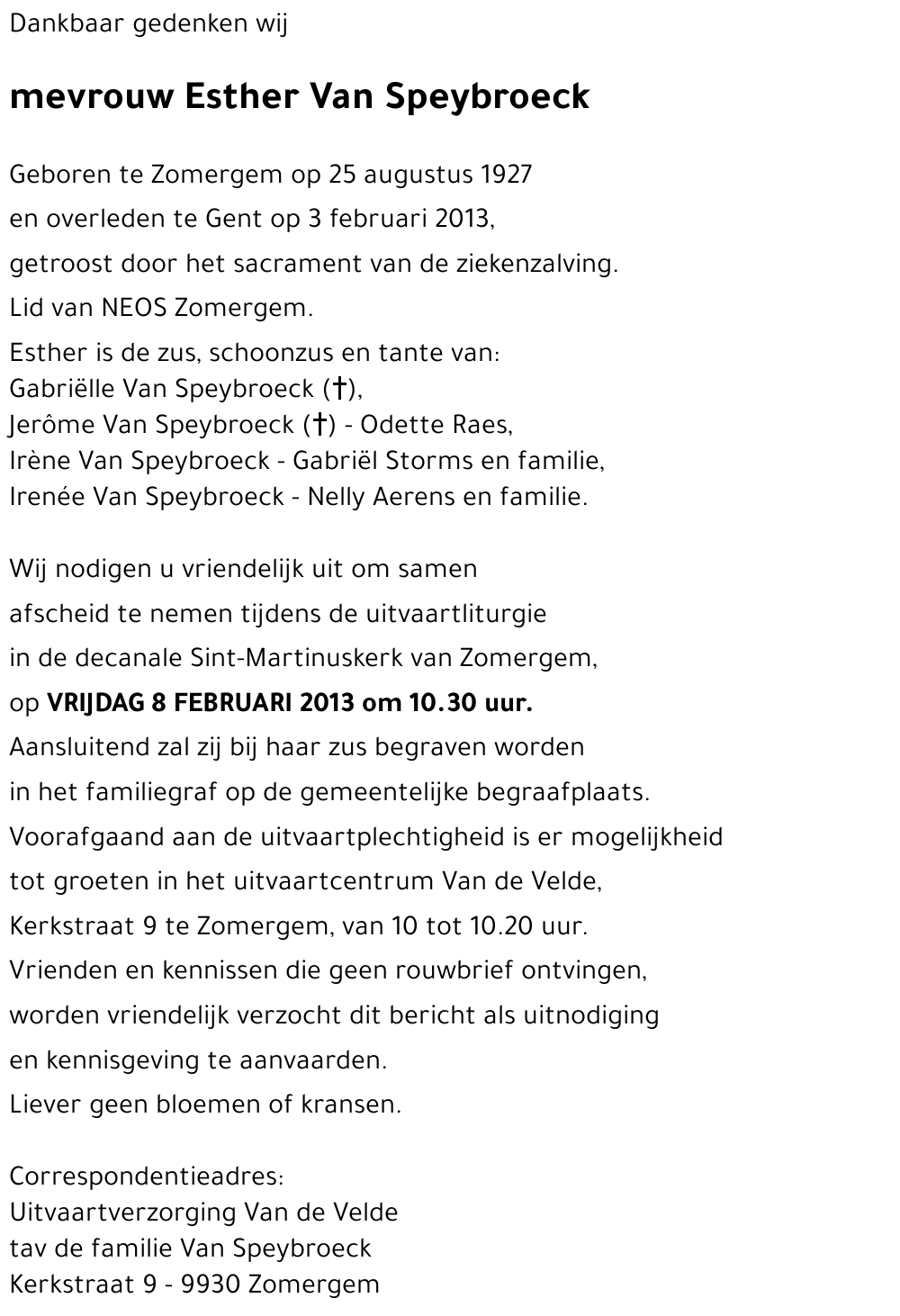 Esther Van Speybroeck