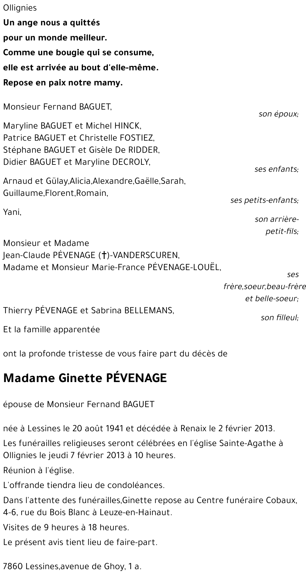 Ginette Pévenage