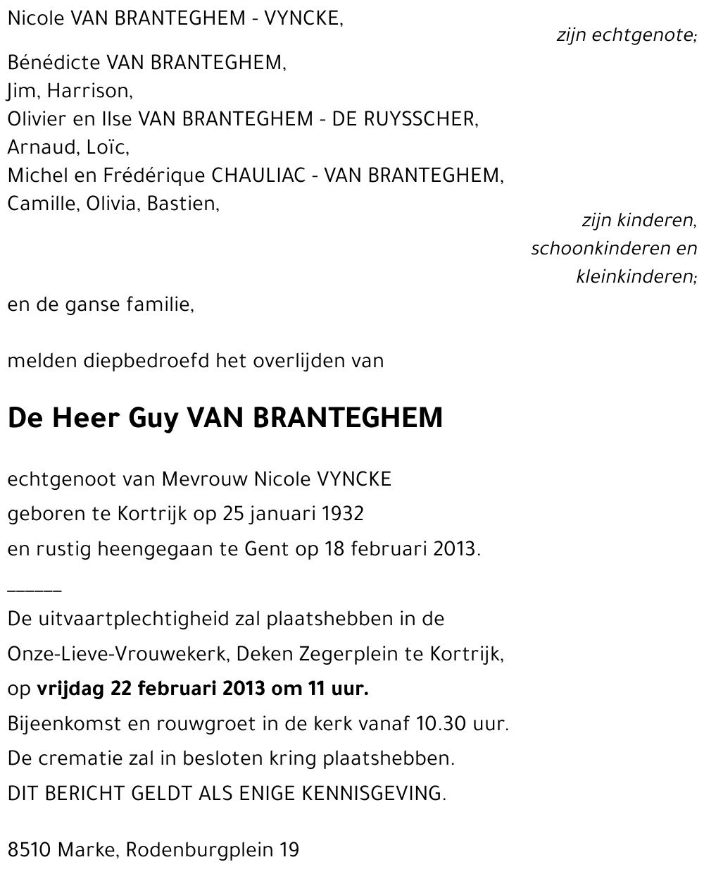 Guy VAN BRANTEGHEM