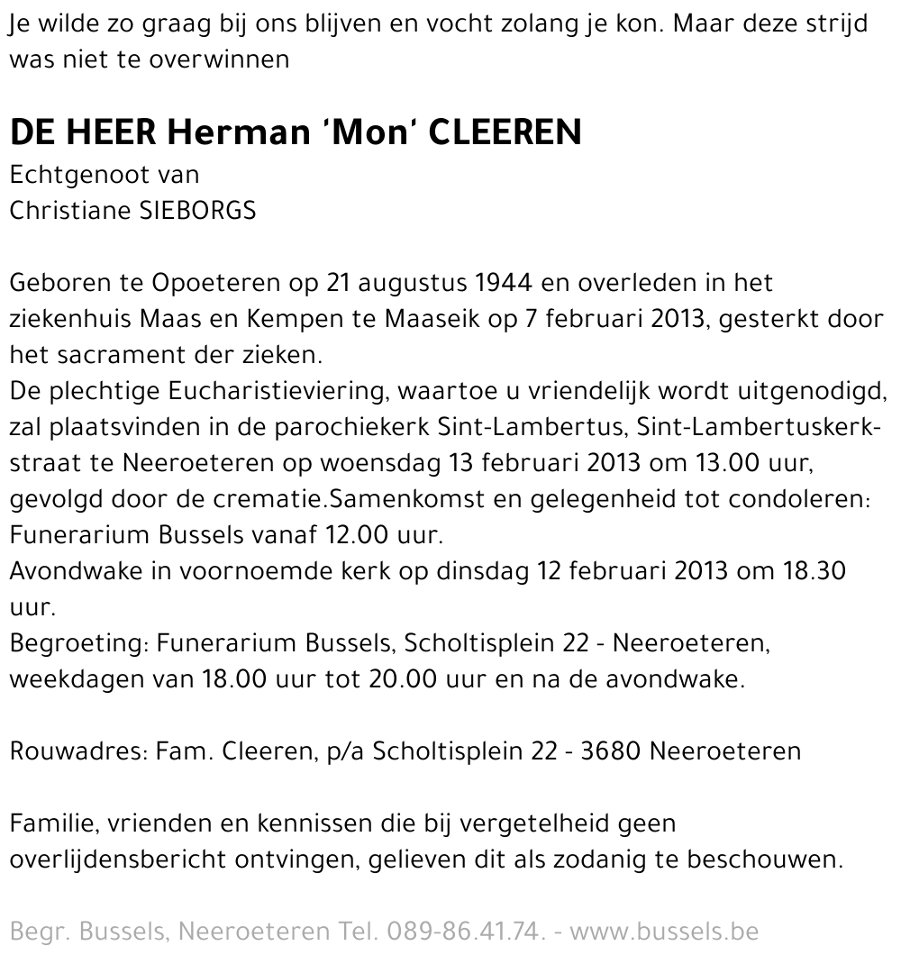 Herman 'Mon' CLEEREN