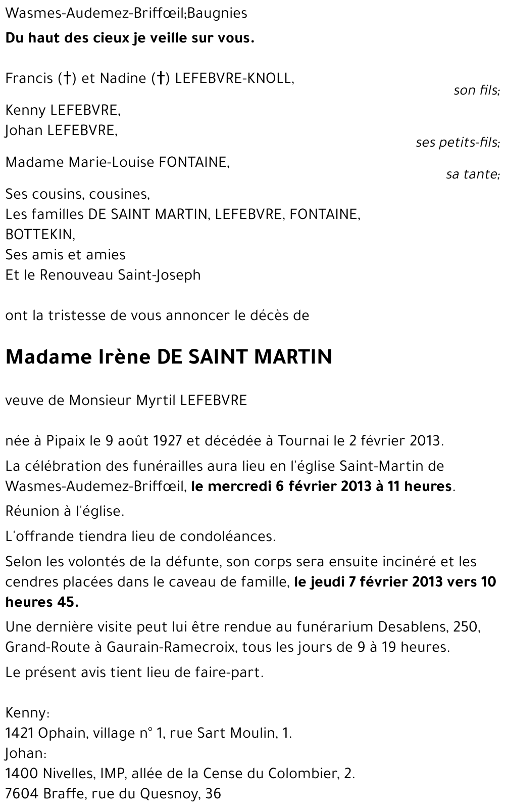 Irène DE SAINT MARTIN