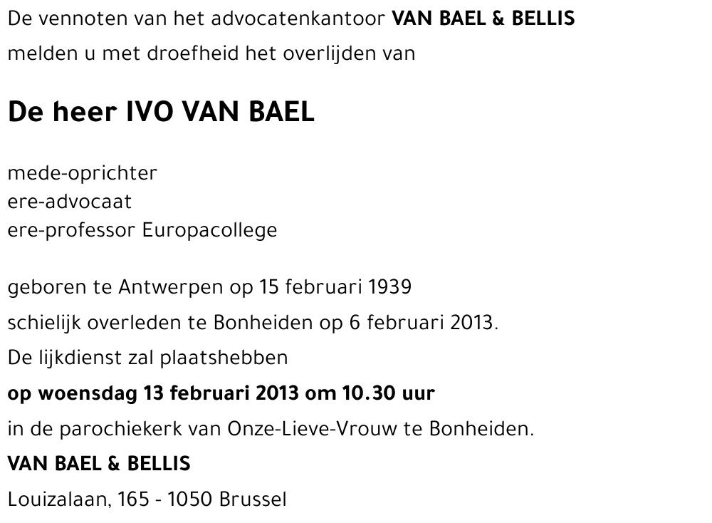 Ivo VAN BAEL