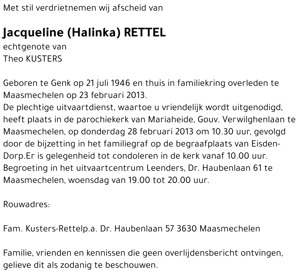 Jacqueline (Halinka) Rettel