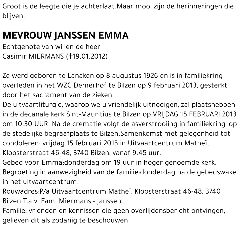 JANSSEN Emma