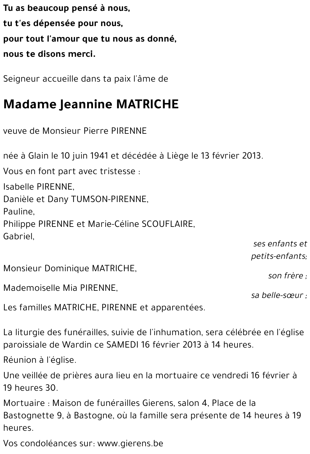 Jeannine MATRICHE