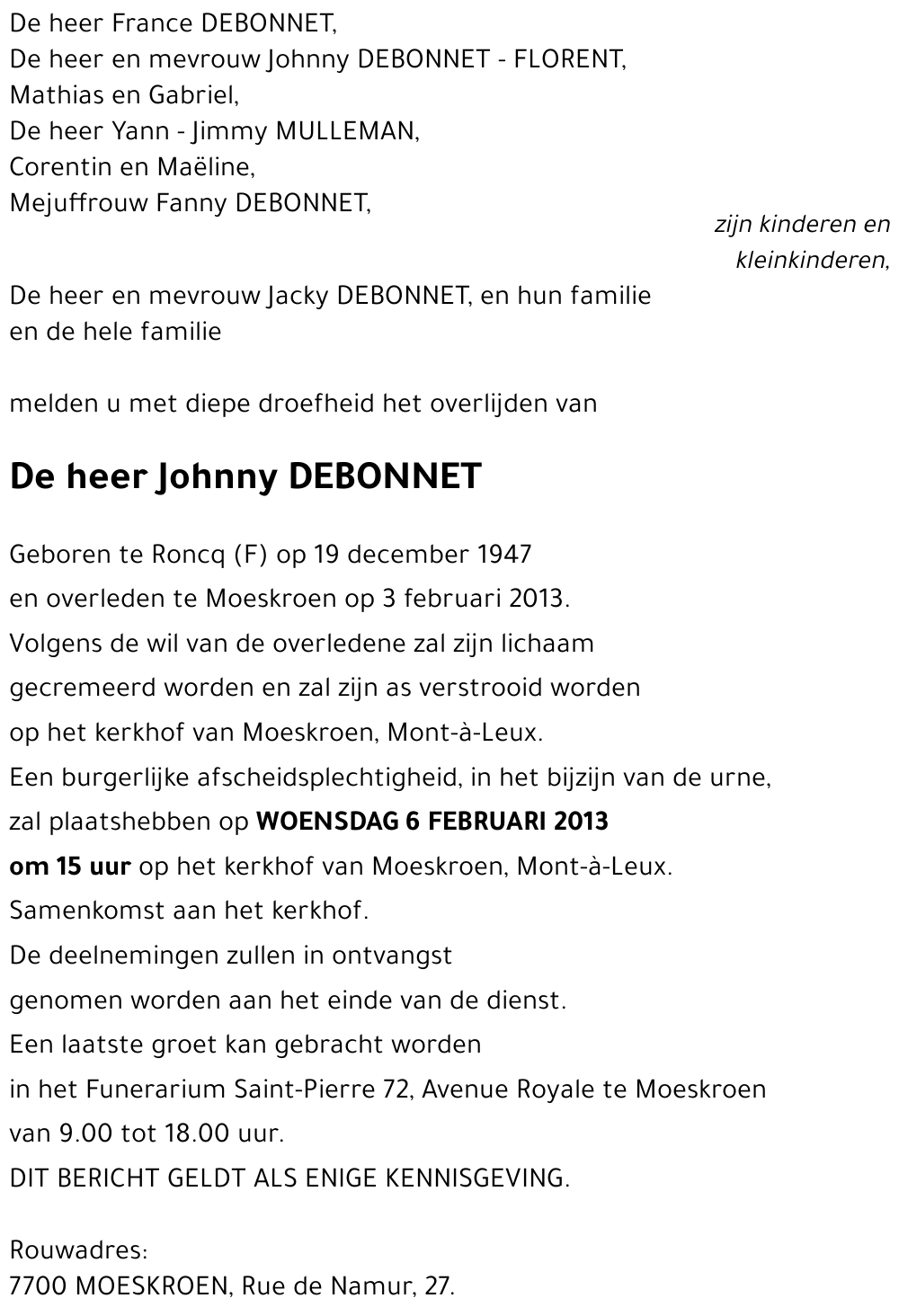 Johnny DEBONNET