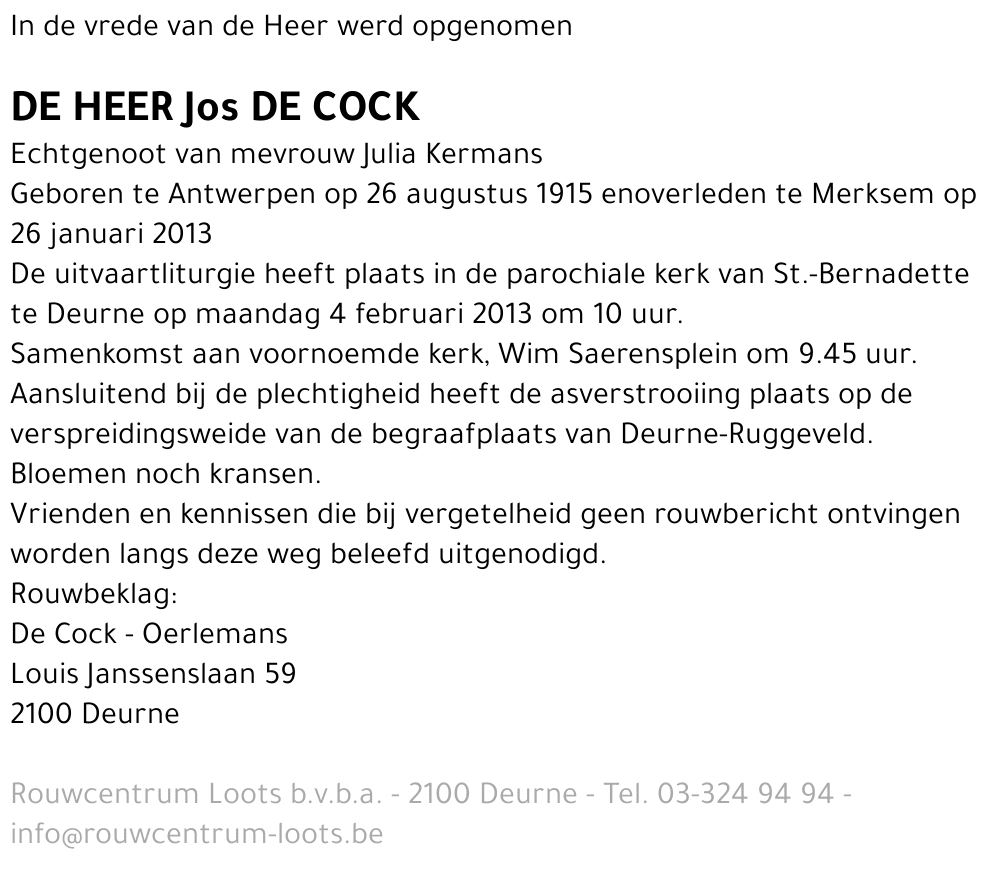 Jos De Cock
