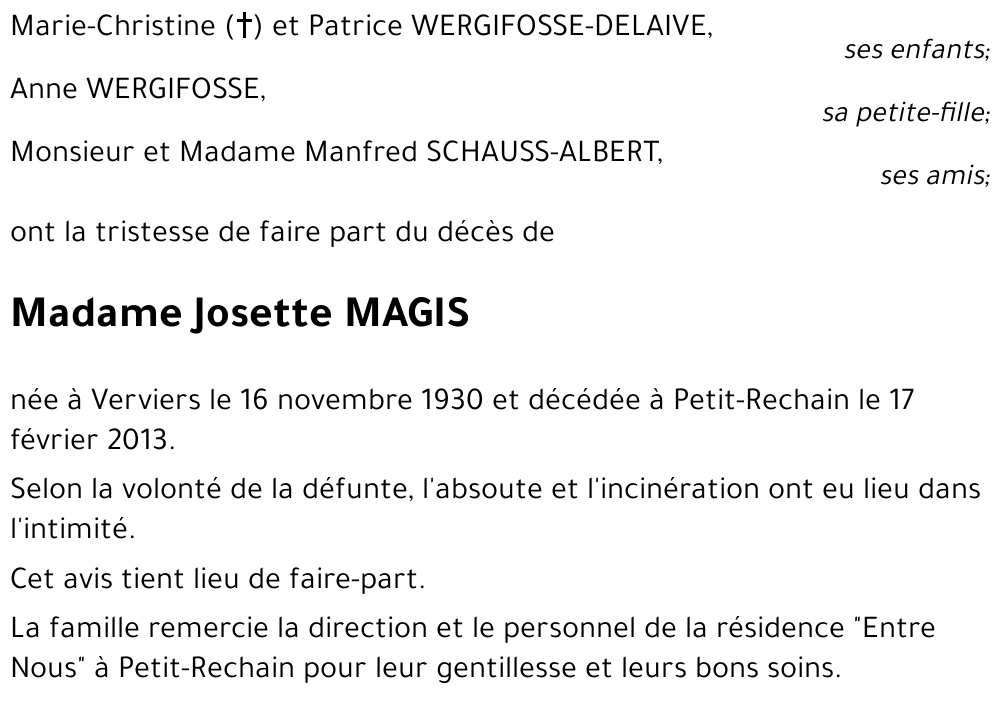 Josette MAGIS