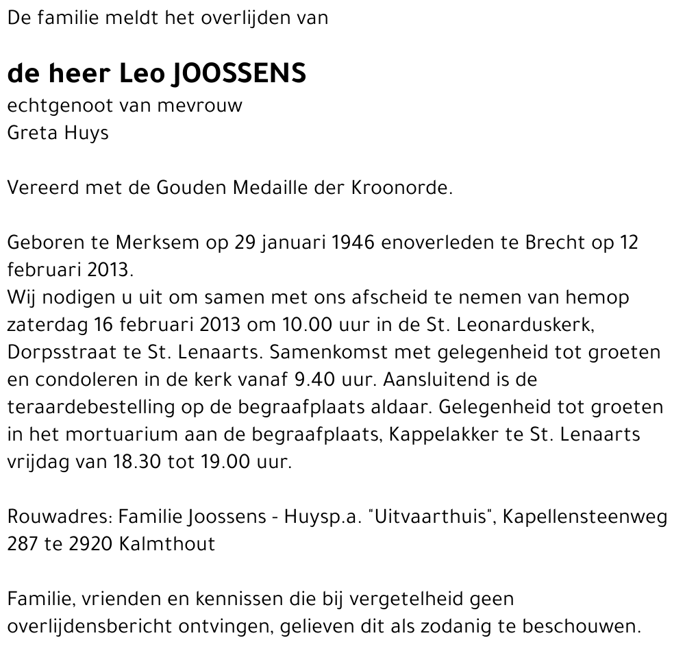 Leo Joseph August Victor JOOSSENS