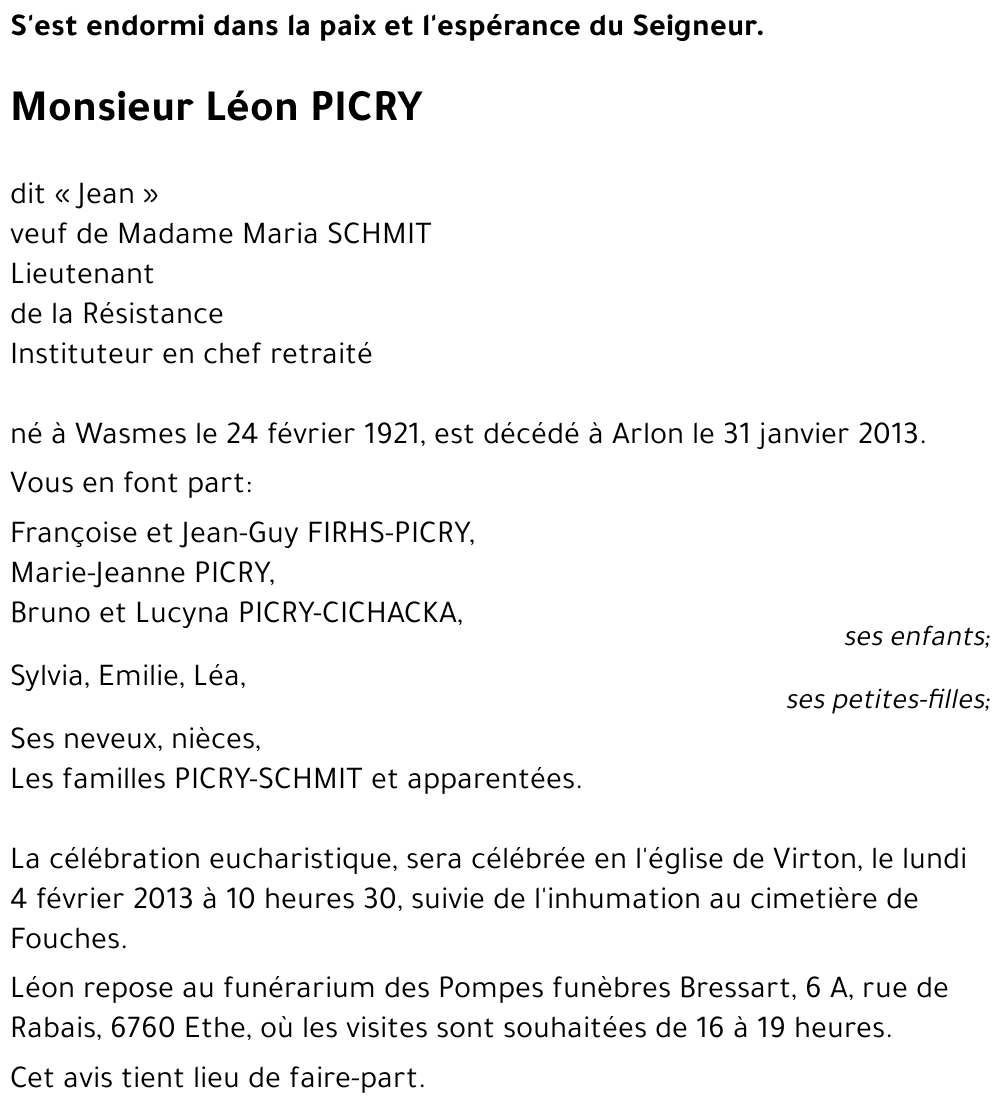 Léon PICRY dit « Jean »