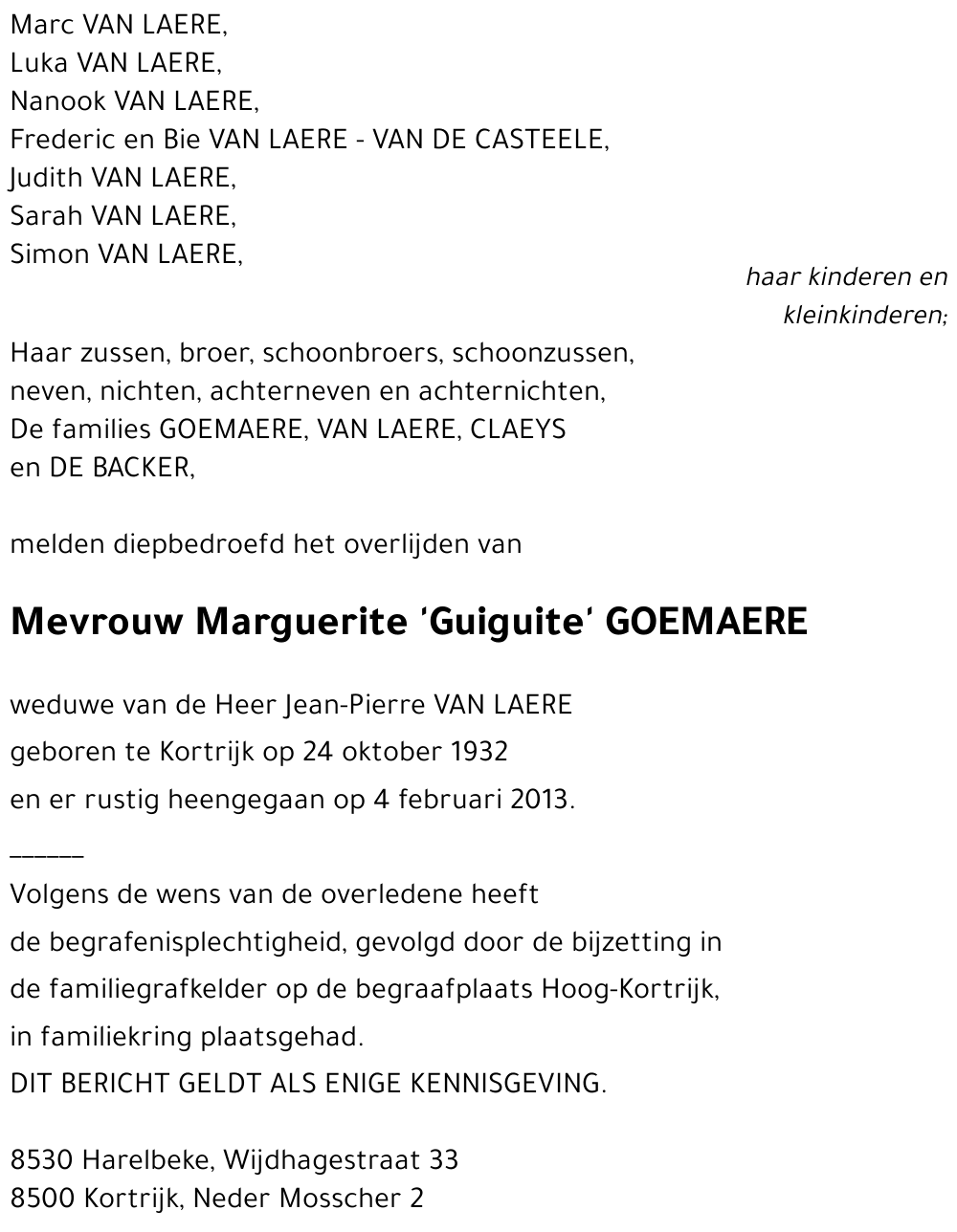 Marguerite 'Guiguite' GOEMAERE