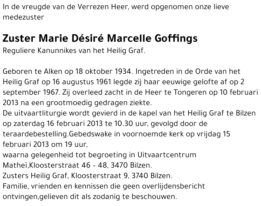 Marie Désiré Marcelle Goffings