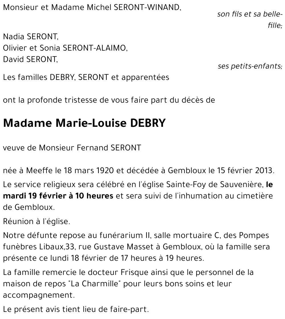 Marie-Louise DEBRY